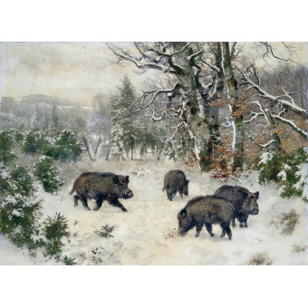 РЕПРОДУКЦИИ НА КАРТИНИ Диви свине край гората (1900)